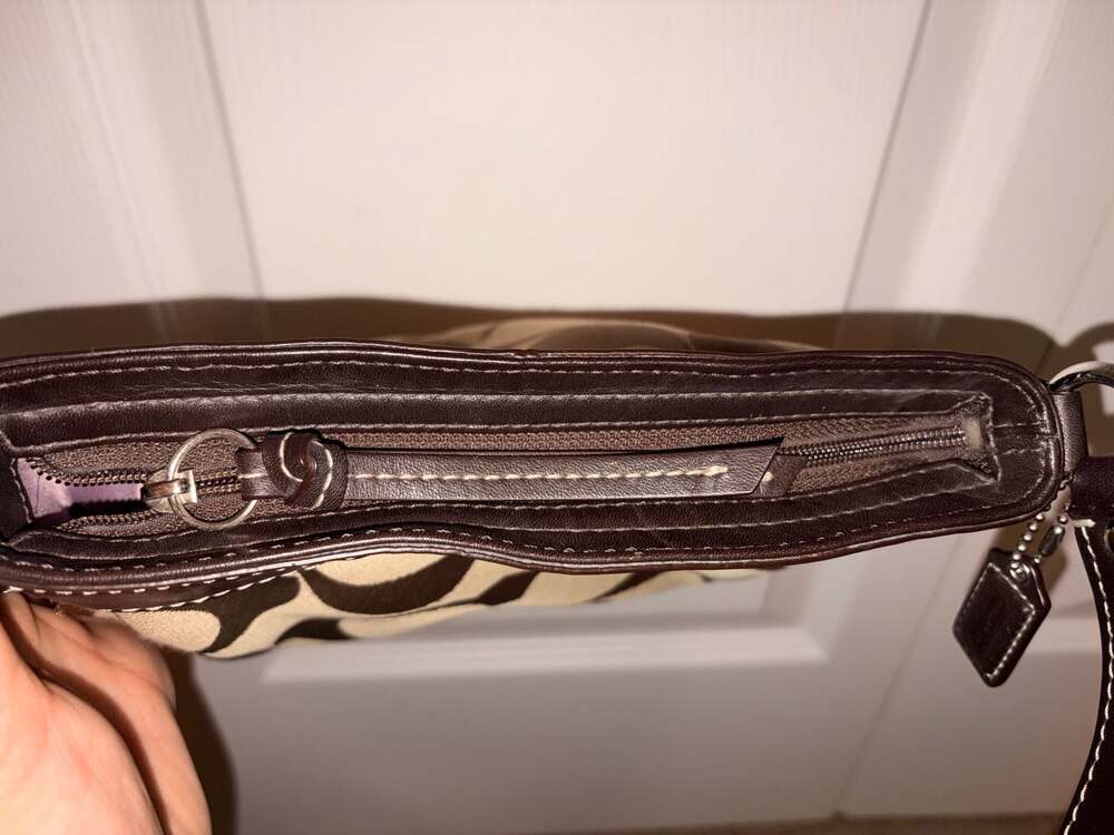 Coach Mini Zoe Signature Jacquard Bag F41833 Khaki Brown - Picture 8 of 10